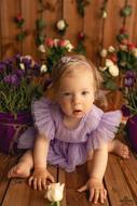 Baby photo shoot with flowers