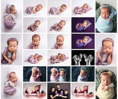 Фотосессия новорожденных близнецов, малышки 12 дней