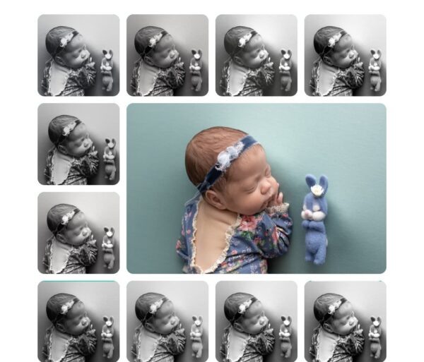 Photoshop actions applied to black and white newborn portraits