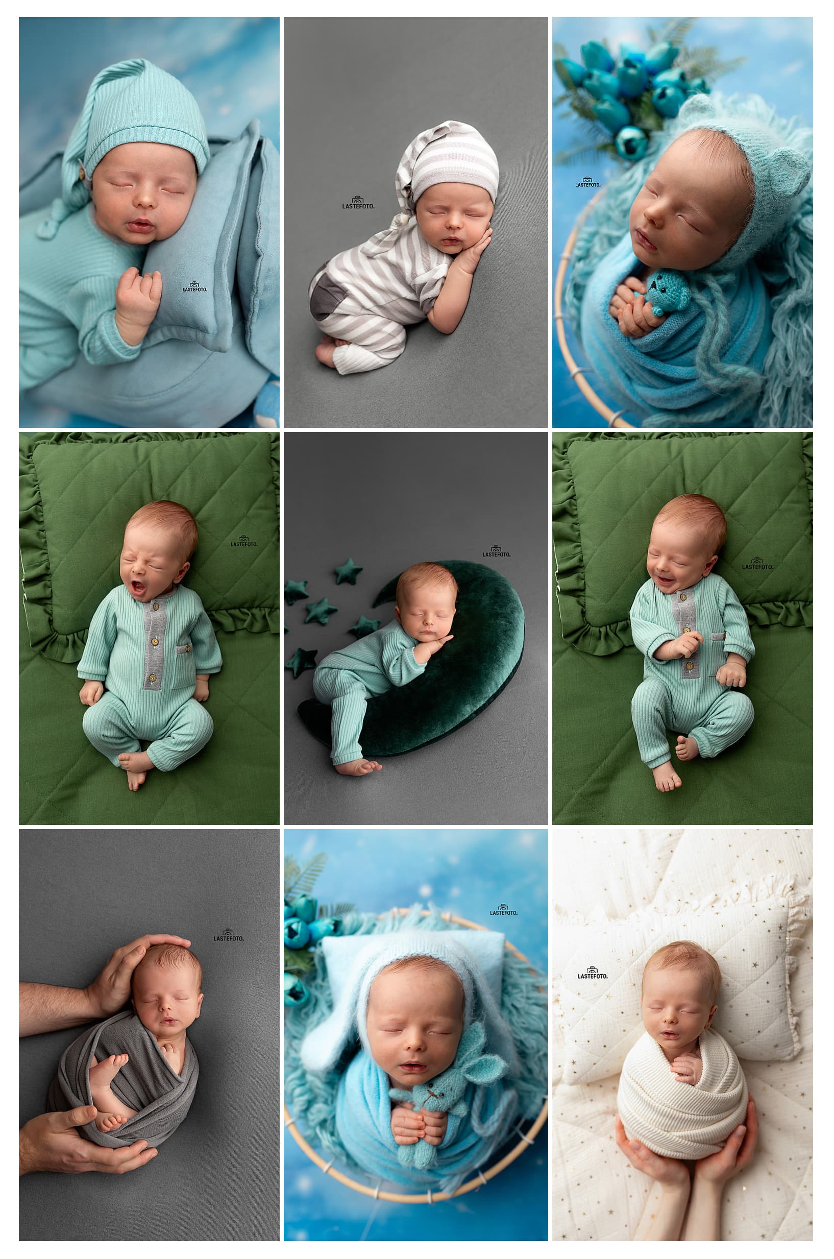 Фотосессия Новорожденного (от 5 до 14 дней) 6 Фотосессия новорожденного – малыш в голубом, спит в корзинке с игрушкой