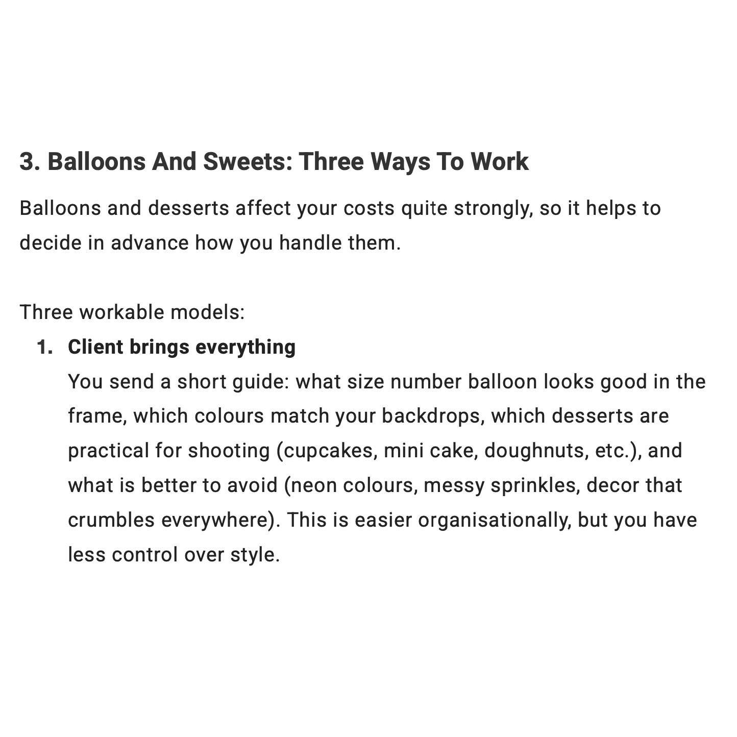 Birthday Photoshoot In The Studio: Practical Guide For Photographers To Minimalist Sessions For Kids Aged 2–6 5 Birthday Photoshoot In The Studio pricing guide page about balloons and sweets